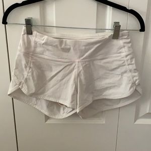 White Lululemon Speed Up shorts